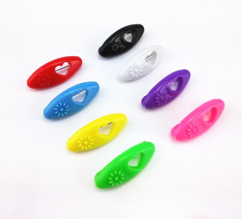 yueton 48pcs Assorted Color Fashion Plastic Cover Scarves Safety Pin, Scarf, Hijab, Brooch Pins, Safety Locking Baby Cloth Diaper Nappy Pin (Flower&Heart) - Image 2